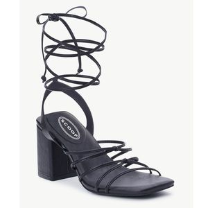 Scoop Black Strappy Block Heel Sandals